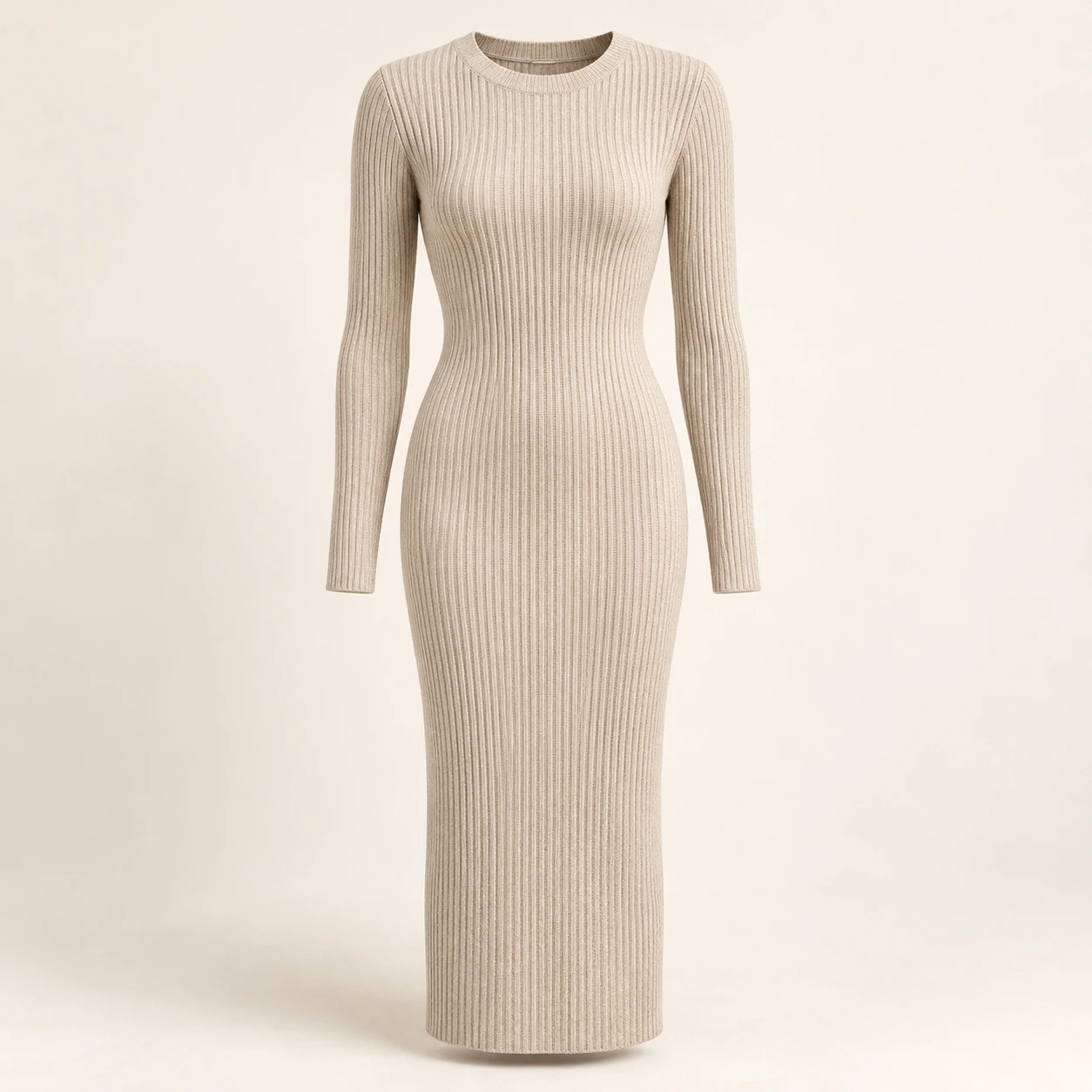 Oatmeal Camille Ribbed Midi Dress