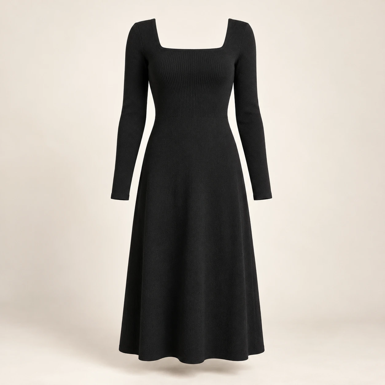 Black Celeste Square-Neck Dress
